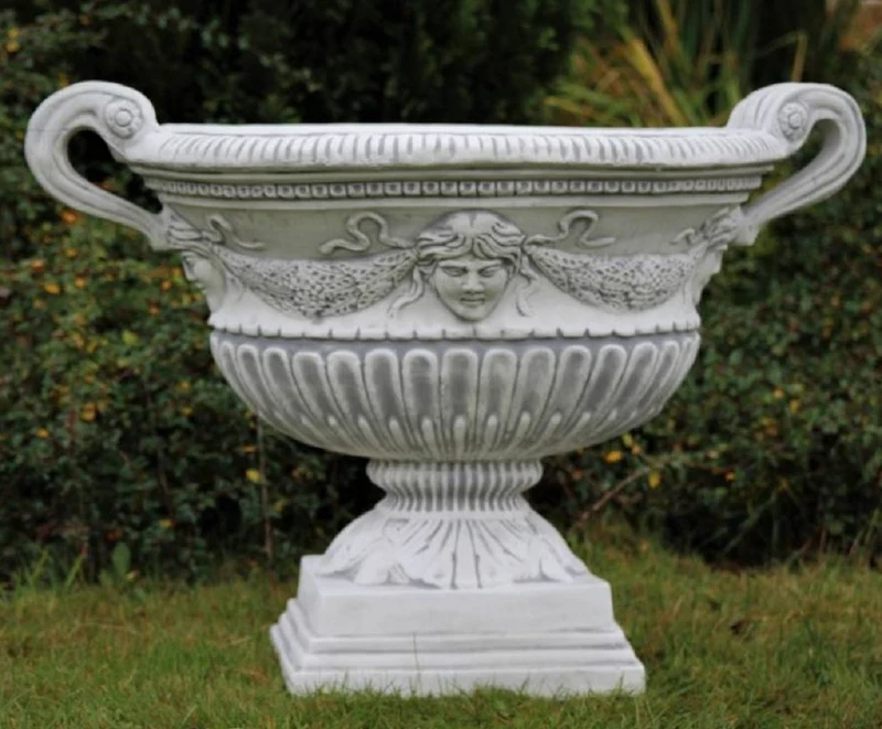 Casa Padrino Barock Garten Deko Blumentopf Grau 66 x 60 x H. 54 cm - Prunkvoller Pflanzentopf im Barockstil - Barock Garten Deko - Barock Terrassen Deko - Barock Deko Accessoires