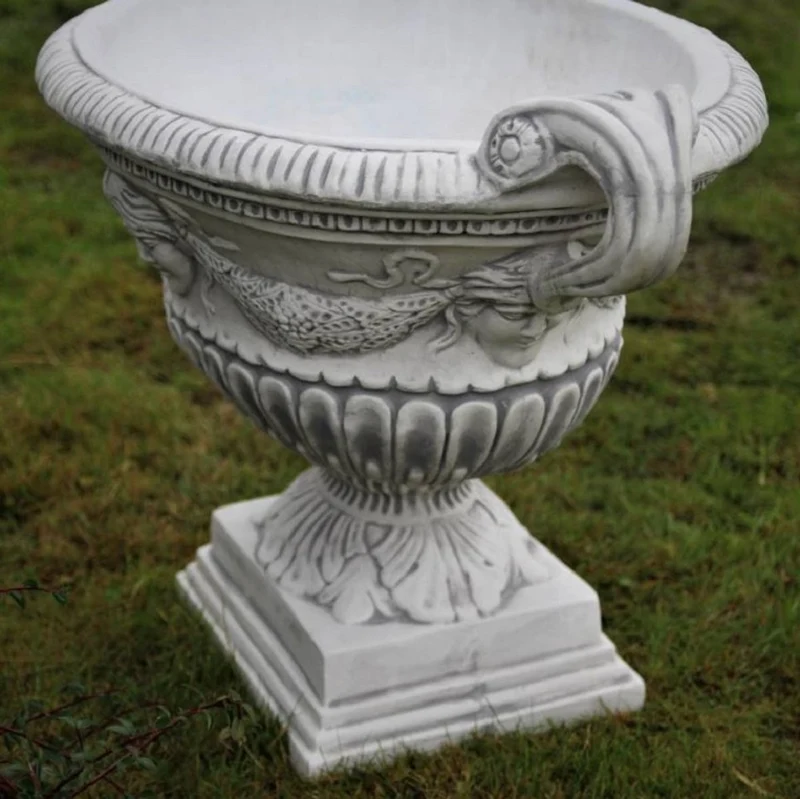 Casa Padrino Barock Garten Deko Blumentopf Grau 66 x 60 x H. 54 cm - Prunkvoller Pflanzentopf im Barockstil - Barock Garten Deko - Barock Terrassen Deko - Barock Deko Accessoires