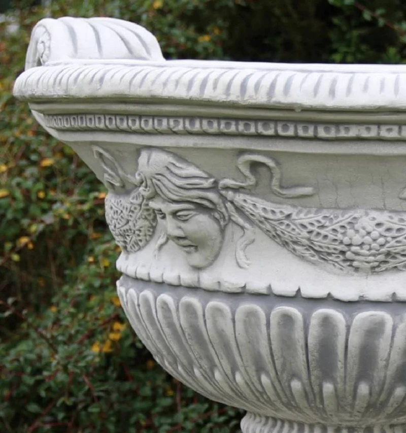 Casa Padrino Barock Garten Deko Blumentopf Grau 66 x 60 x H. 54 cm - Prunkvoller Pflanzentopf im Barockstil - Barock Garten Deko - Barock Terrassen Deko - Barock Deko Accessoires