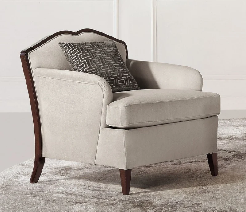 Casa Padrino Luxus Art Deco Sessel Grau / Dunkelbraun - Handgefertigter Wohnzimmer Sessel - Wohnzimmer Möbel - Art Deco Möbel - Luxus Möbel - Luxus Qualität - Made in Italy