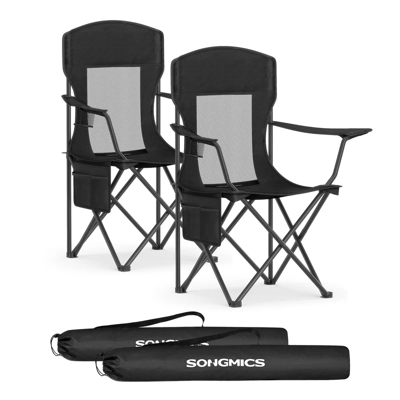 Camping Chairs, Outdoor Chairs Set of 2,Black