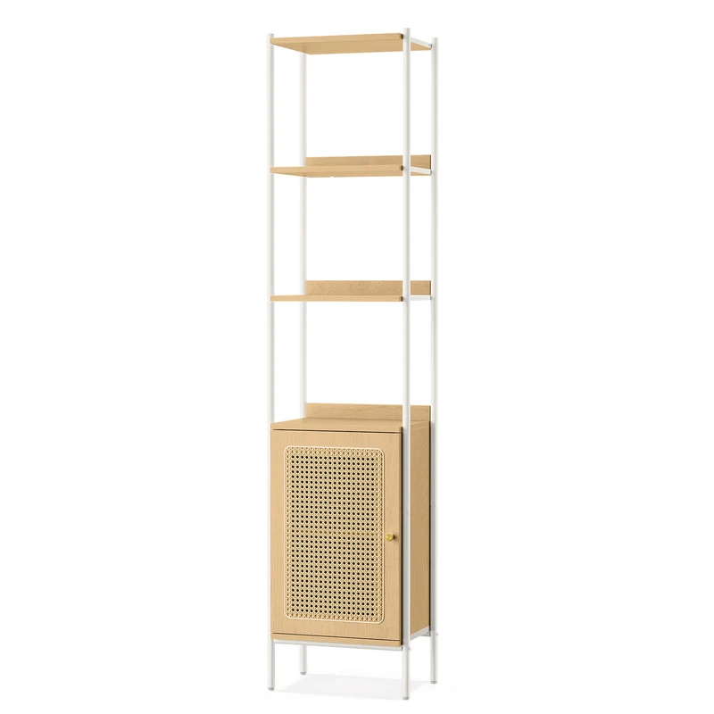 Combined Storage Rack, 6-Tier Bookcase Freestanding Storage Shelf for Home, Beige