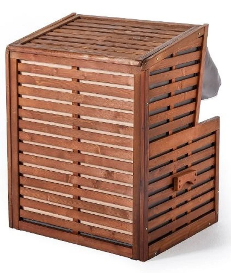 Casa Padrino Hunde Strandkorb mit Wassernapf Braun / Grau / Weiß 75 x 65 x H. 87 cm - Hunde Möbel - Tier Möbel - Garten Möbel - Outdoor Möbel