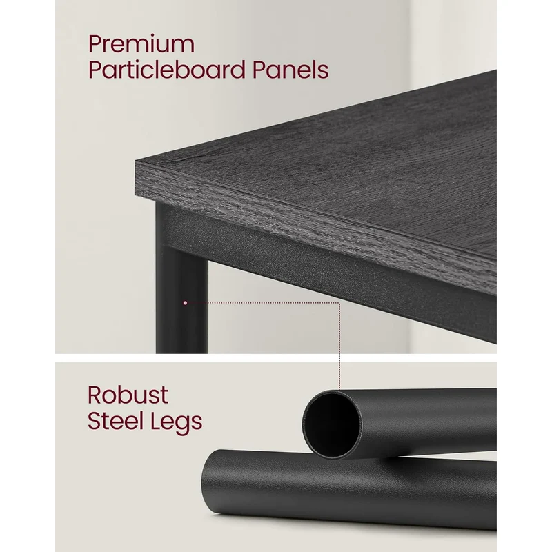 Side Tables Set of 2 Small End Table Nightstand for Living Room Bedroom Rectangle Misty Gray and Classic Black
