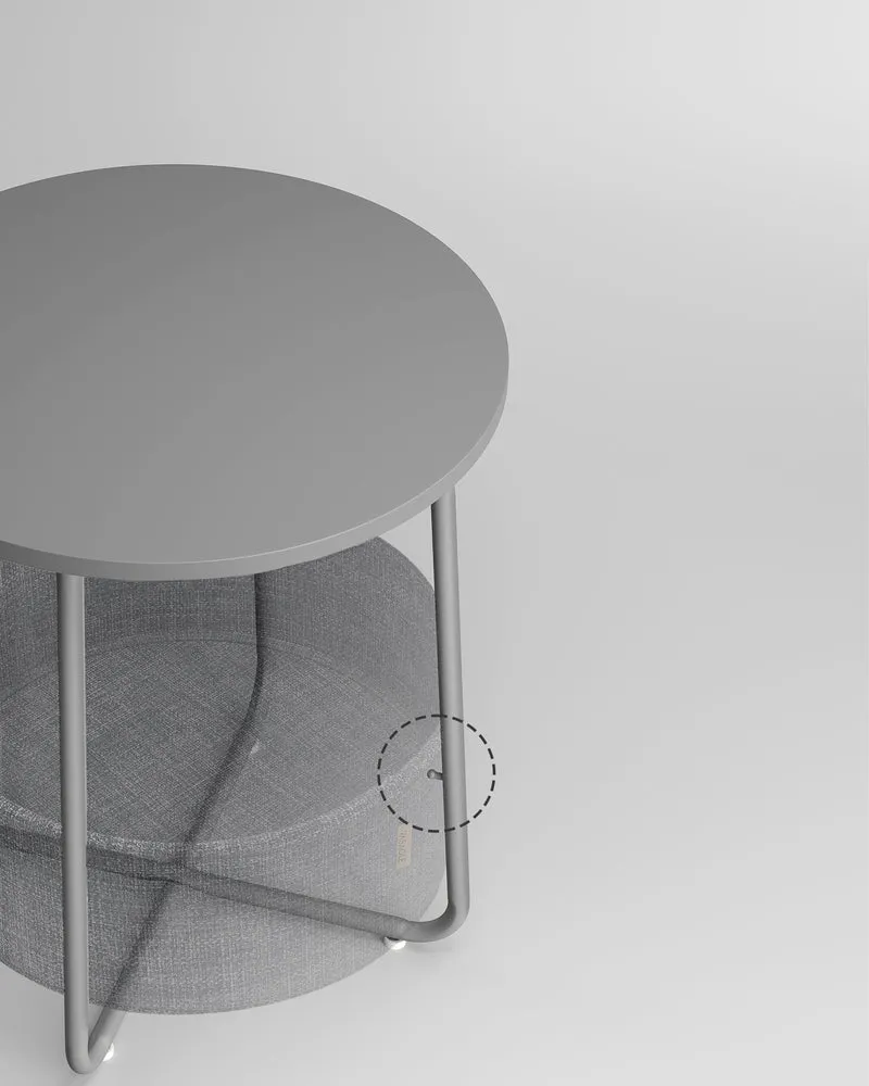 VASAGLE Round End Side Table with Fabric Storage Basket Bedside Table Nightstand for Living Room Bedroom Dove Gray and Slate Gray
