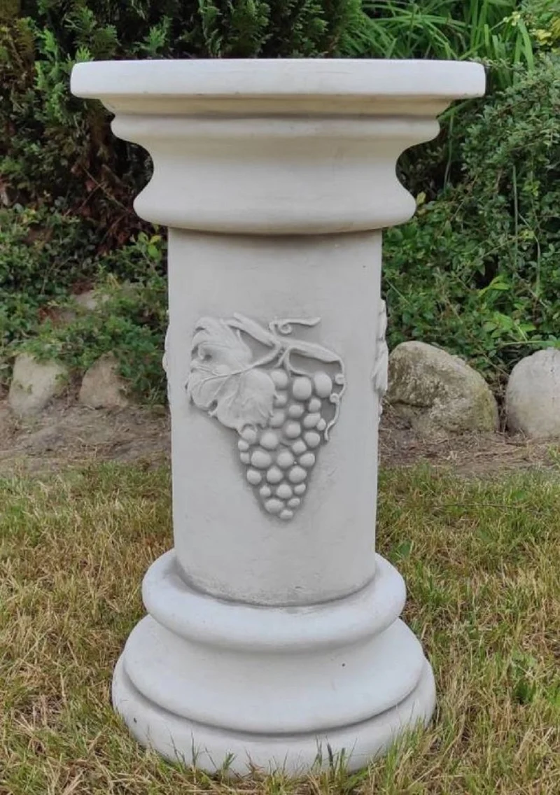 Casa Padrino Barock Säule Grau Ø 30 x H. 51 cm - Prunkvolle Gartensäule im Barockstil - Gartendeko Stein Säule - Barock Garten & Terrassen Deko Accessoires