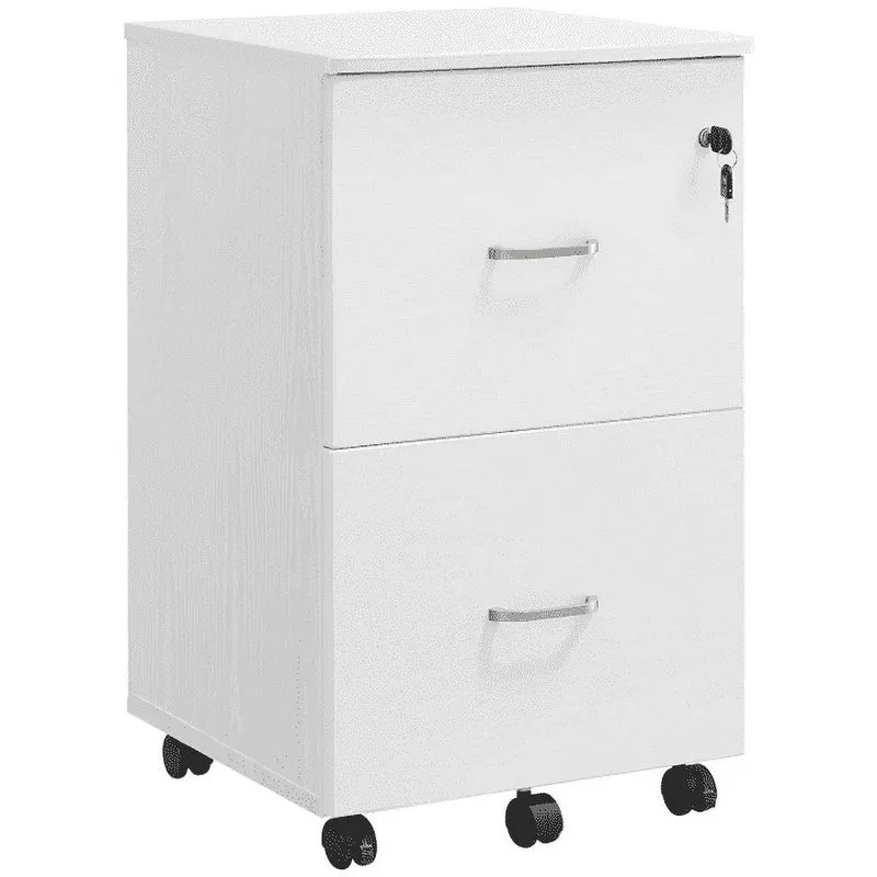 28.3''H File Cabinet, 2-Drawer Locking Filing Cabinet for Home Office, Small Rolling File Cabinet, White