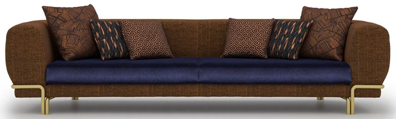 Casa Padrino Luxus Sofa Braun / Lila / Messing 300 x 100 x H. 75 cm - Wohnzimmer Sofa - Hotel Sofa - Wohnzimmer Möbel - Hotel Möbel - Luxus Möbel - Luxus Einrichtung