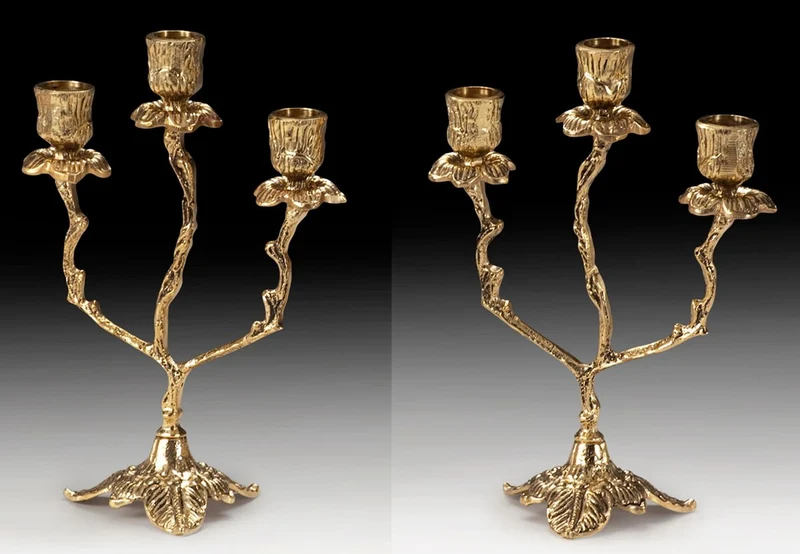 Casa Padrino Luxus Barock Kerzenhalter Set Gold 17 x H. 26 cm - Handgefertigte Barockstil Bronze Kerzenständer - Barock Deko Accessoires - Barock Interior - Barock Möbel - Edel & Prunkvoll