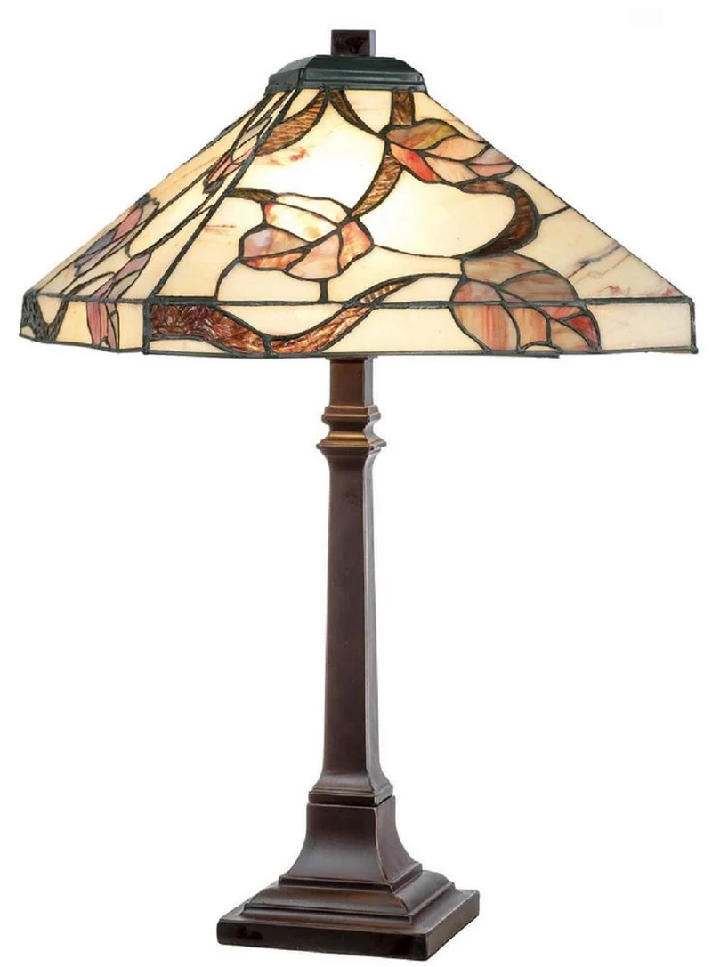 Casa Padrino Luxus Tiffany Tischleuchte Mehrfarbig 36 x 36 x H. 64 cm - Tiffany Schreibtischleuchte - Scheibtisch Deko Leuchte - Wohnzimmer Deko Leuchte - Luxus Tiffany Leuchten