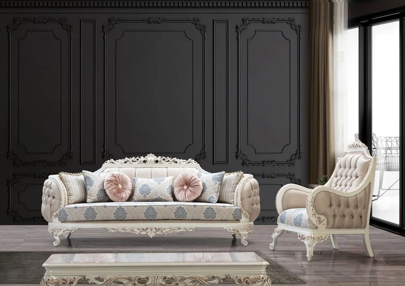Casa Padrino Luxus Barock Sofa Mehrfarbig / Creamweiß / Kupfer - Barockstil Wohnzimmer Sofa mit elegantem Muster - Luxus Wohnzimmer Möbel im Barockstil - Barock Einrichtung - Barock Möbel