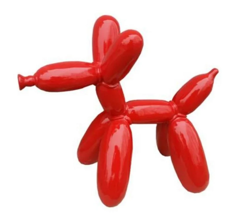Casa Padrino Luxus Designer Deko Skulptur Ballon Hund Rot 62 x H. 57 cm - Große Deko Figur - Wohnzimmer Deko - Garten Deko - Luxus Figuren