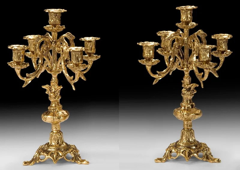 Casa Padrino Luxus Barock Kerzenhalter Set Gold Ø 25 x H. 38 cm - Handgefertigte Barockstil Bronze Kerzenständer - Barock Deko Accessoires - Barock Interior - Barock Möbel - Edel & Prunkvoll