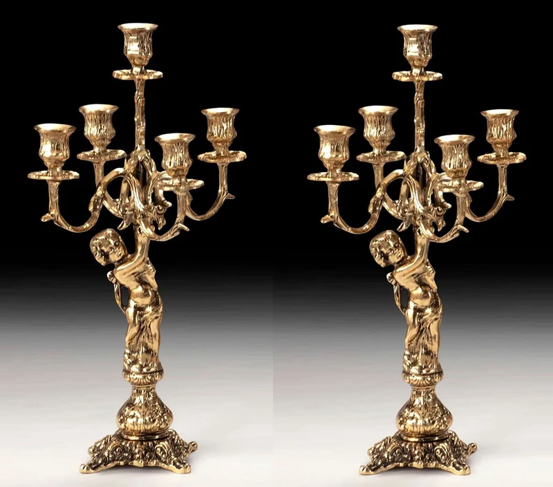 Casa Padrino Luxus Barock Kerzenhalter Set Gold Ø 24 x H. 45 cm - Handgefertigte Barockstil Bronze Kerzenständer - Barock Deko Accessoires - Barock Interior - Barock Möbel - Edel & Prunkvoll