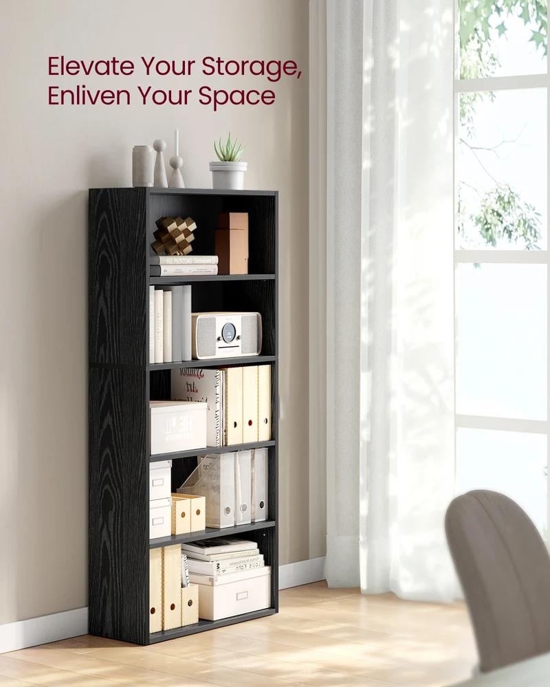 VASAGLE Bookshelf 5-Tier Open Bookcase with Adjustable Storage Shelves Floor Standing Unit
