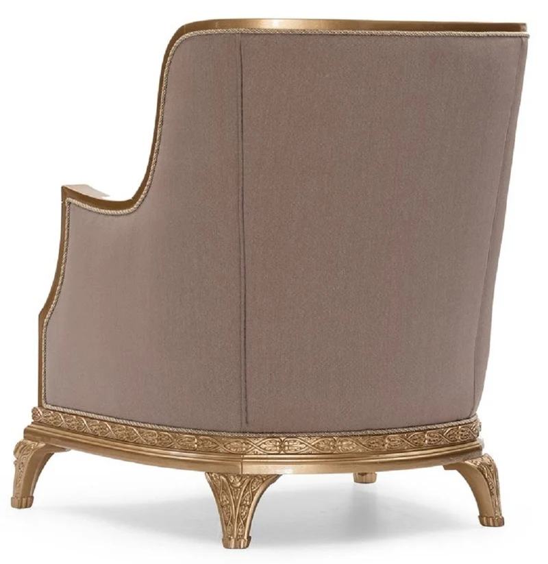 Casa Padrino Luxus Barock Wohnzimmer Sessel Braun / Gold - Handgefertigter Barockstil Sessel mit dekorativem Kissen - Luxus Wohnzimmer Möbel im Barockstil - Barock Möbel