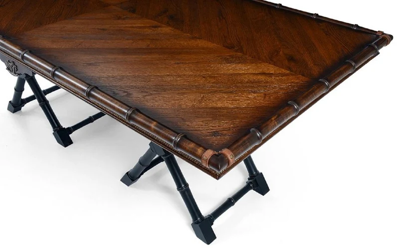 Casa Padrino Luxus Vintage Stil Esstisch Braun / Schwarz 215 x 108 x H. 78 cm - Rechteckiger Massivholz Esszimmertisch - Esszimmer Möbel - Massivholz Möbel - Vintage Stil Möbel - Luxus Möbel