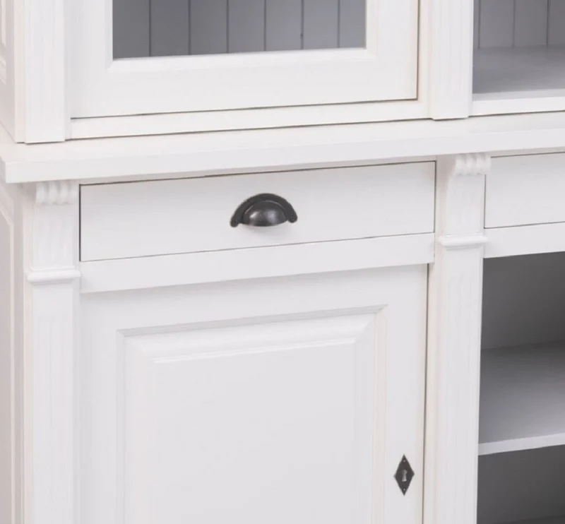 Casa Padrino Landhausstil Bücherschrank Weiß / Grau 183 x 51 x H. 240 cm - Massivholz Schrank - Regalschrank - Wohnzimmerschrank - Büroschrank - Landhausstil Möbel