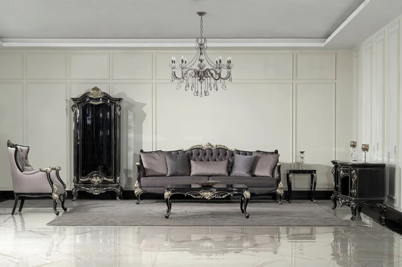 Casa Padrino Luxus Barock Wohnzimmer Sofa Lila / Schwarz / Silber - Prunkvolles Barockstil Sofa mit dekorativen Kissen - Luxus Wohnzimmer Möbel im Barockstil - Barock Möbel