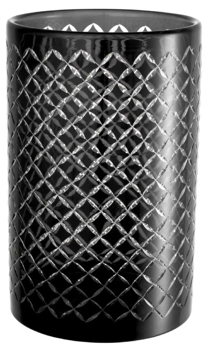 Casa Padrino Luxus Glas Kerzenleuchter Schwarz Ø 18 x H. 28 cm - Hotel Accessoires - Restaurant Accessoires - Gastronomie Accessoires - Luxus Qualität