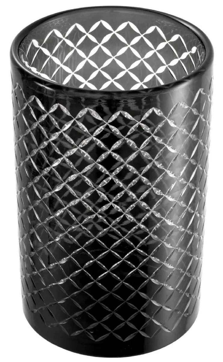 Casa Padrino Luxus Glas Kerzenleuchter Schwarz Ø 18 x H. 28 cm - Hotel Accessoires - Restaurant Accessoires - Gastronomie Accessoires - Luxus Qualität