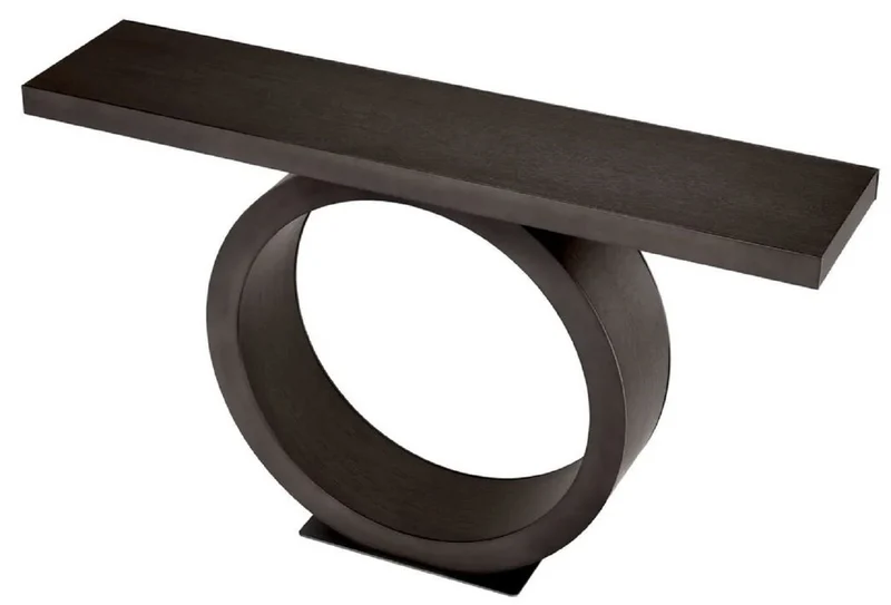 Casa Padrino Luxus Konsole Mokka / Bronze 130 x 30 x H. 76,5 cm - Rechteckiger Massivholz Konsolentisch - Luxus Möbel - Wohnzimmer Möbel - Luxus Einrichtung - Wohnzimmer Einrichtung