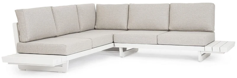 Casa Padrino Luxus Garten Ecksofa Grau / Weiß H. 80 cm - Modulares Garten Sofa - Terrassen Sofa - Garten Möbel - Terrassen Möbel - Outdoor Möbel - Hotel Möbel - Luxus Möbel