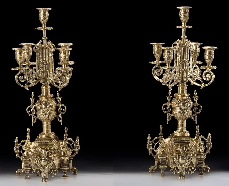 Casa Padrino Luxus Barock Kerzenhalter Set Gold Ø 23 x H. 50 cm - Handgefertigte Barockstil Bronze Kerzenständer - Barock Deko Accessoires - Barock Interior - Barock Möbel - Edel & Prunkvoll