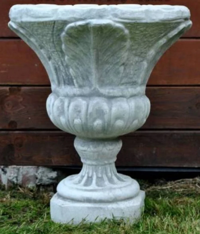 Casa Padrino Barock Garten Deko Blumentopf Grau Ø 49 x H. 58 cm - Runder Pflanzentopf im Barockstil - Barock Garten Deko - Barock Terrassen Deko - Barock Deko Accessoires