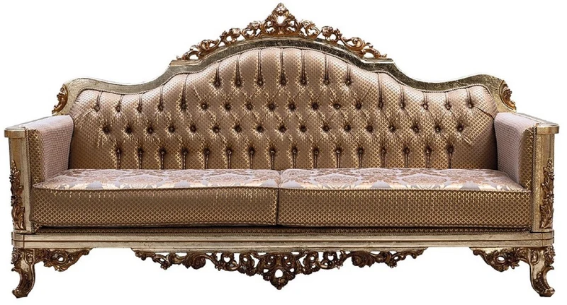Casa Padrino Luxus Barock Wohnzimmer Set Kupfer / Antik Silber / Gold - 2 Barock Sofas & 2 Barock Sessel & 1 Barock Couchtisch - Luxus Wohnzimmer Möbel im Barockstil - Barock Möbel