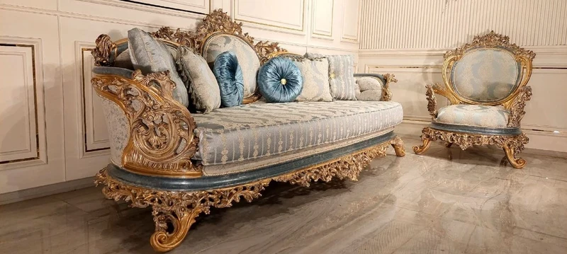 Casa Padrino Luxus Barock Wohnzimmer Sessel Türkis / Creme / Gold - Handgefertigter Barockstil Sessel - Luxus Wohnzimmer Möbel im Barockstil - Barock Möbel - Edel & Prunkvoll