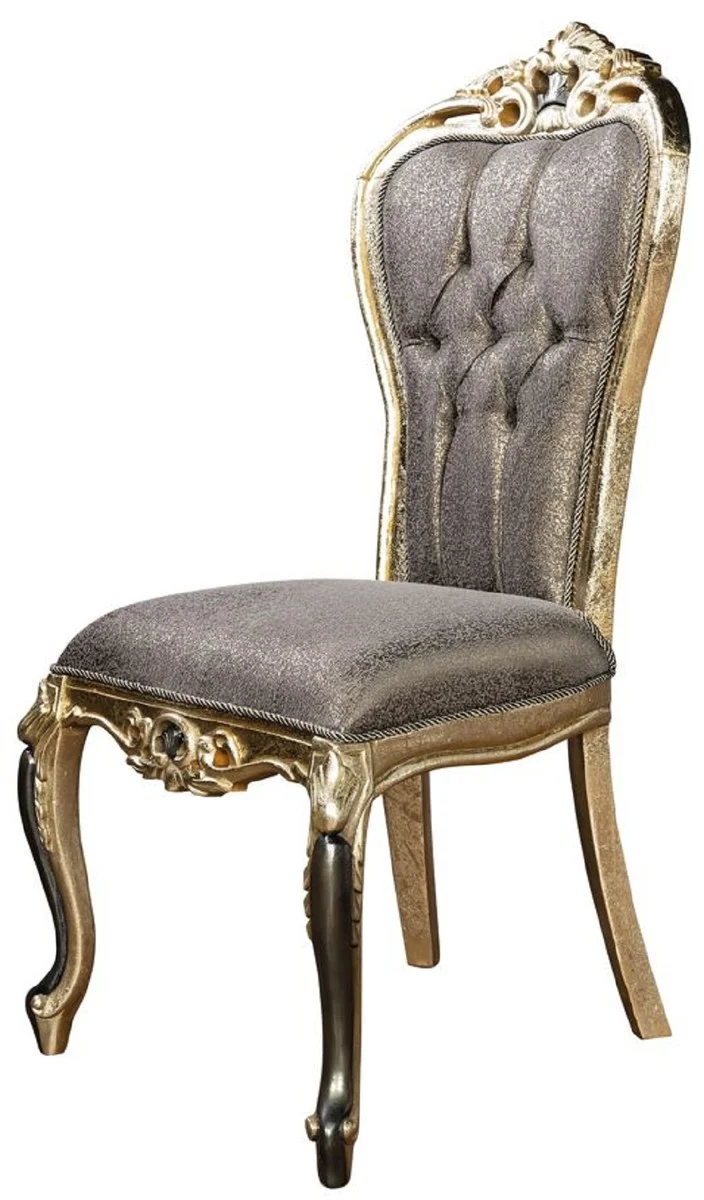 Casa Padrino Luxus Barock Esszimmer Stuhl 8er Set Lila / Antik Gold / Schwarz - Handgefertigte Barockstil Küchen Stühle - Luxus Barockstil Esszimmer Möbel - Barock Esszimmer Möbel
