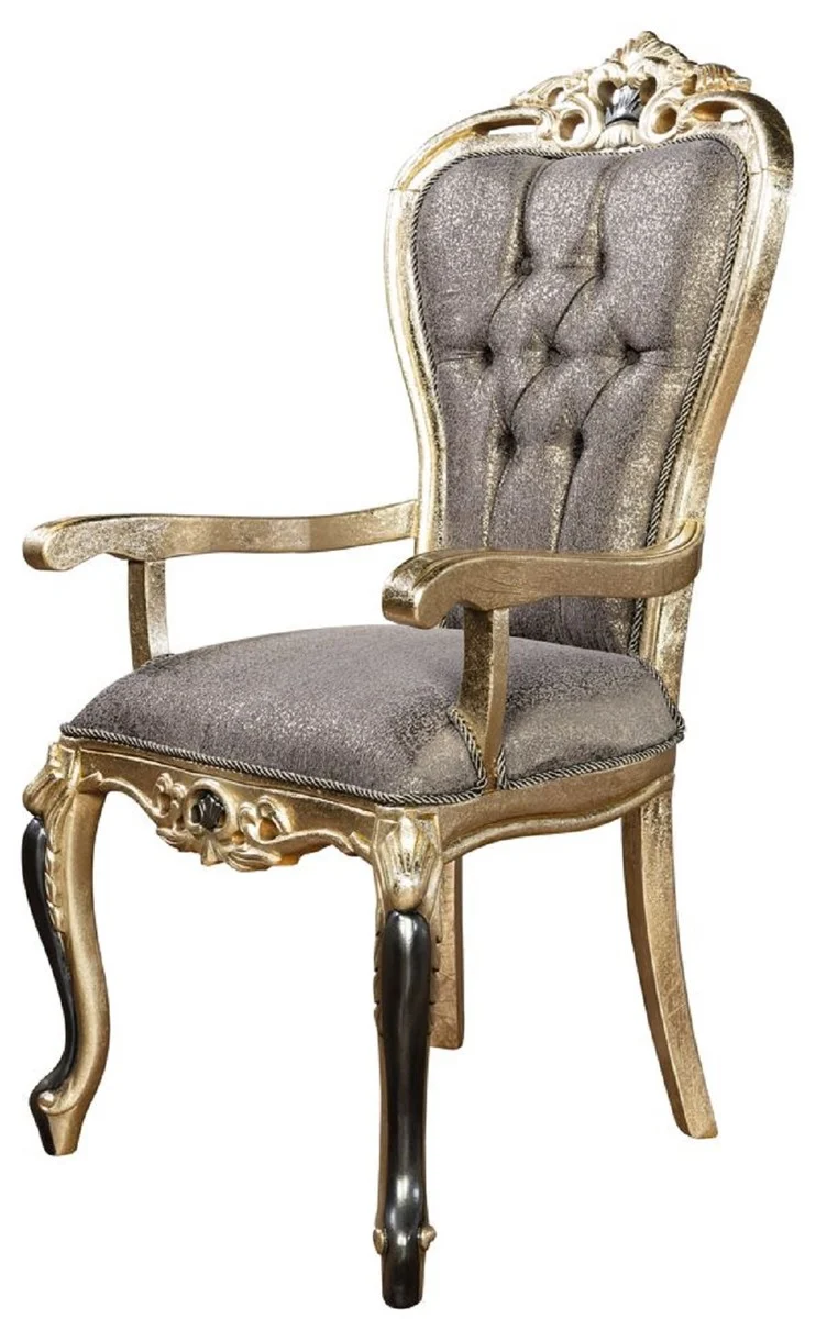 Casa Padrino Luxus Barock Esszimmer Stuhl 8er Set Lila / Antik Gold / Schwarz - Handgefertigte Barockstil Küchen Stühle - Luxus Barockstil Esszimmer Möbel - Barock Esszimmer Möbel
