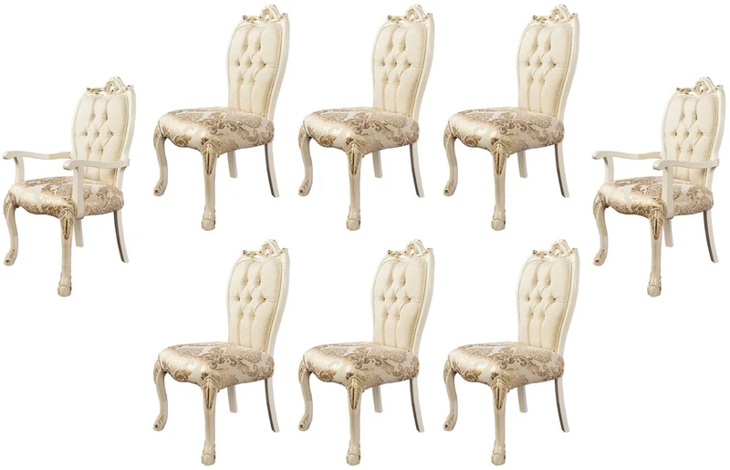 Casa Padrino Luxus Barock Esszimmer Stuhl 8er Set Weiß / Gold - Prunkvolle Barockstil Küchen Stühle - Barockstil Möbel - Luxus Esszimmer Möbel im Barockstil - Barock Esszimmer Möbel