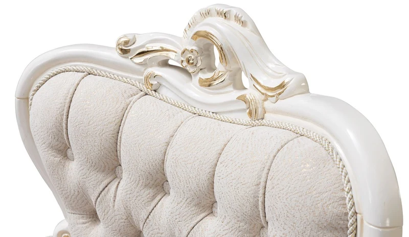 Casa Padrino Luxus Barock Esszimmer Stuhl 8er Set Weiß / Gold - Prunkvolle Barockstil Küchen Stühle - Barockstil Möbel - Luxus Esszimmer Möbel im Barockstil - Barock Esszimmer Möbel