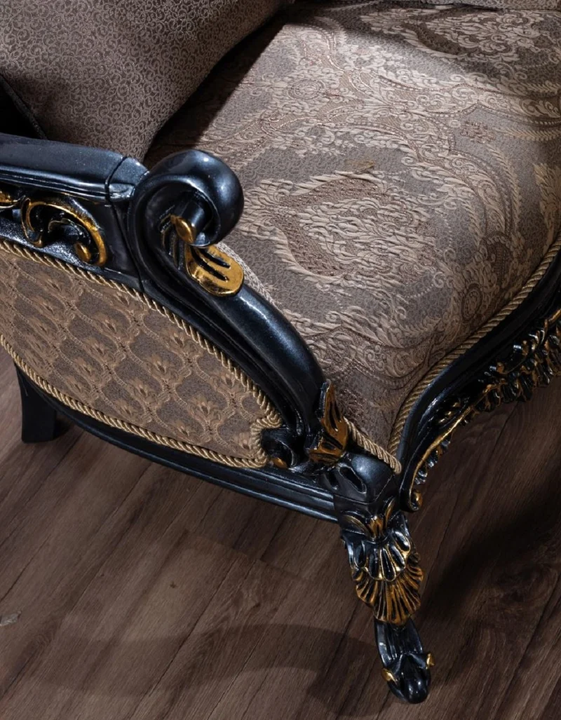Casa Padrino Luxus Barock Sessel Grau / Blau / Gold - Prunkvoller Wohnzimmer Sessel mit elegantem Muster - Luxus Wohnzimmer Möbel im Barockstil - Barock Möbel - Barock Einrichtung