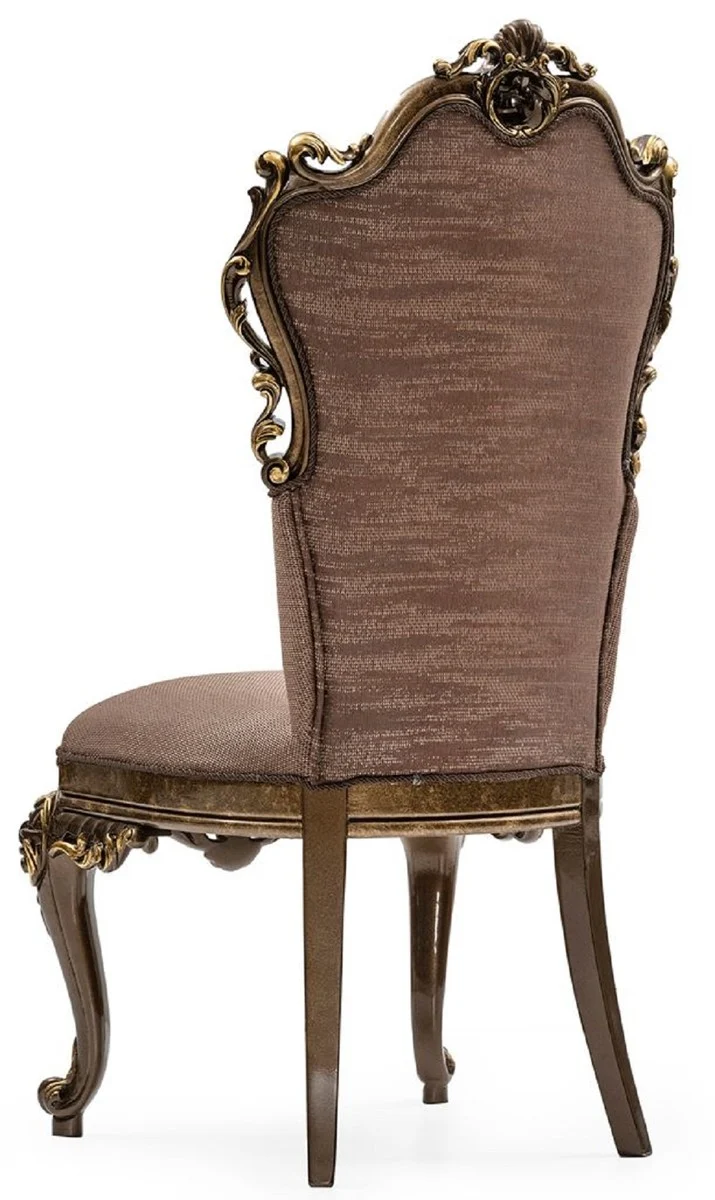 Casa Padrino Luxus Barock Esszimmer Stuhl 4er Set Grau / Braun / Gold - Prunkvolle Barockstil Küchen Stühle - Luxus Esszimmer Möbel im Barockstil - Barock Esszimmer Möbel - Barockstil Möbel