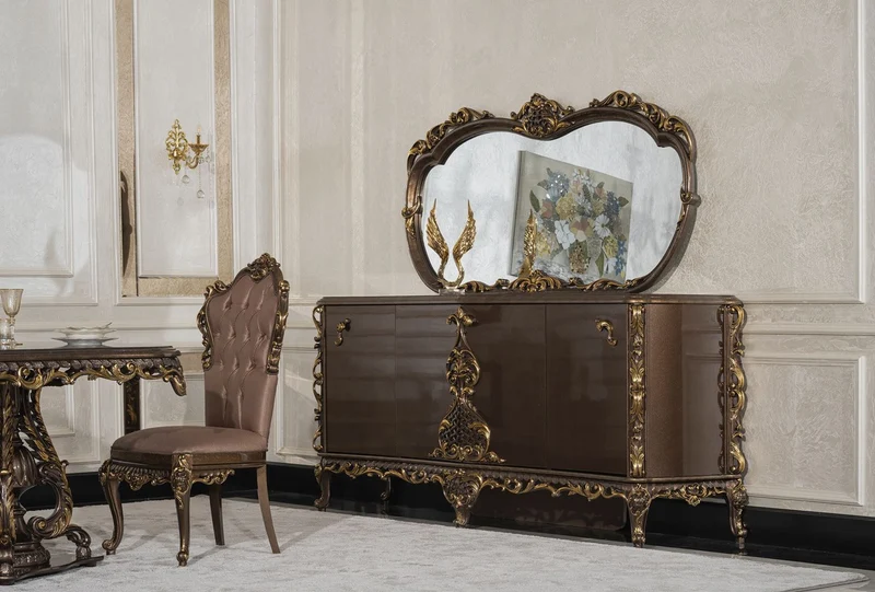 Casa Padrino Luxus Barock Esszimmer Stuhl 4er Set Grau / Braun / Gold - Prunkvolle Barockstil Küchen Stühle - Luxus Esszimmer Möbel im Barockstil - Barock Esszimmer Möbel - Barockstil Möbel