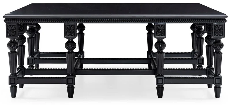 Casa Padrino Luxus Barock Couchtisch Schwarz - Handgefertigter Massivholz Wohnzimmertisch im Barockstil - Wohnzimmer Möbel im Barockstil - Barock Möbel - Edel & Prunkvoll
