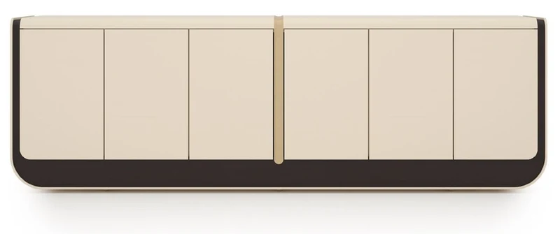 Casa Padrino Luxus Sideboard Creme / Schwarz / Beige 260 x 60 x H. 75 cm - Massivholz Schrank mit 6 Türen - Esszimmer Möbel - Luxus Möbel - Luxus Einrichtung