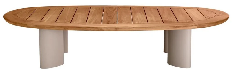 Casa Padrino Luxus Gartentisch Naturfarben / Sandfarben 170,5 x 85 x H. 34,5 cm - Garten Couchtisch mit Teakholz Tischplatte und Aluminium Beinen - Garten & Terrassen Möbel - Luxus Qualität
