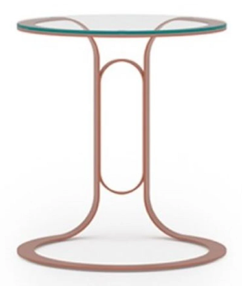 Casa Padrino Luxus Beistelltisch Kupfer Ø 40 x H. 50 cm - Runder Tisch mit Glasplatte - Wohnzimmer Möbel - Hotel Möbel - Luxus Möbel