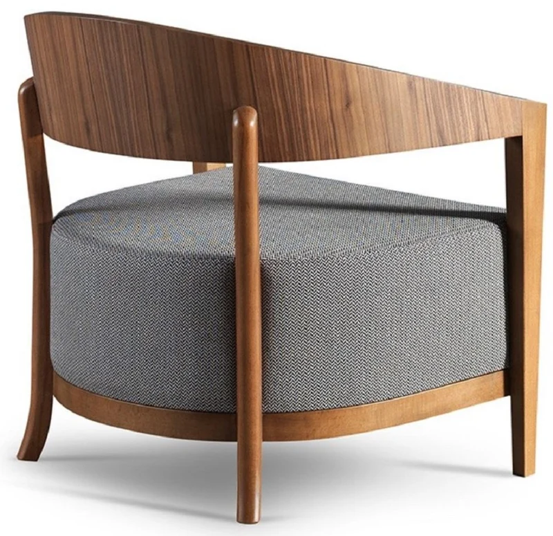 Casa Padrino Luxus Sessel Braun / Grau 70 x 63 x H. 70 cm - Wohnzimmer Sessel mit gebogener Rückenlehne - Hotel Sessel - Wohnzimmer Möbel - Luxus Möbel - Luxus Wohnzimmer Einrichtung