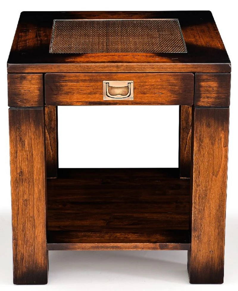 Casa Padrino Luxus Vintage Stil Beistelltisch Braun 50 x 50 x H. 55 cm - Quadratischer Nachttisch mit Schublade - Wohnzimmer Möbel - Schlafzimmer Möbel - Luxus Vintage Stil Möbel