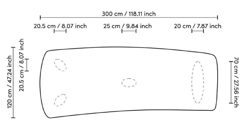 Casa Padrino Luxus Esstisch Naturfarben 300 x 120 x H. 76,5 cm - Massivholz Küchentisch mit leicht gebogener Tischplatte - Esszimmer Möbel - Küchen Möbel - Luxus Möbel - Luxus Einrichtung
