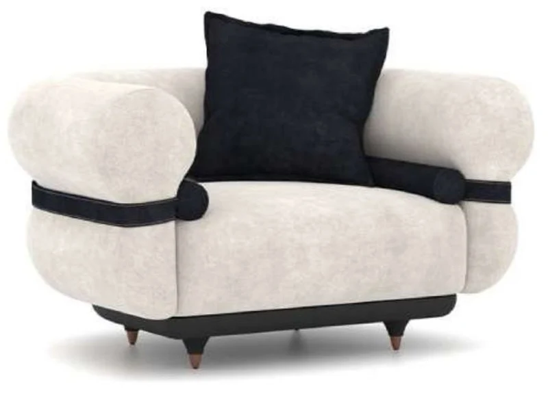 Casa Padrino Luxus Sessel Grau / Blau / Schwarz / Kupfer 110 x 88 x H. 65 cm - Wohnzimmer Sessel - Hotel Sessel - Wohnzimmer Möbel - Hotel Möbel - Luxus Möbel - Luxus Einrichtung