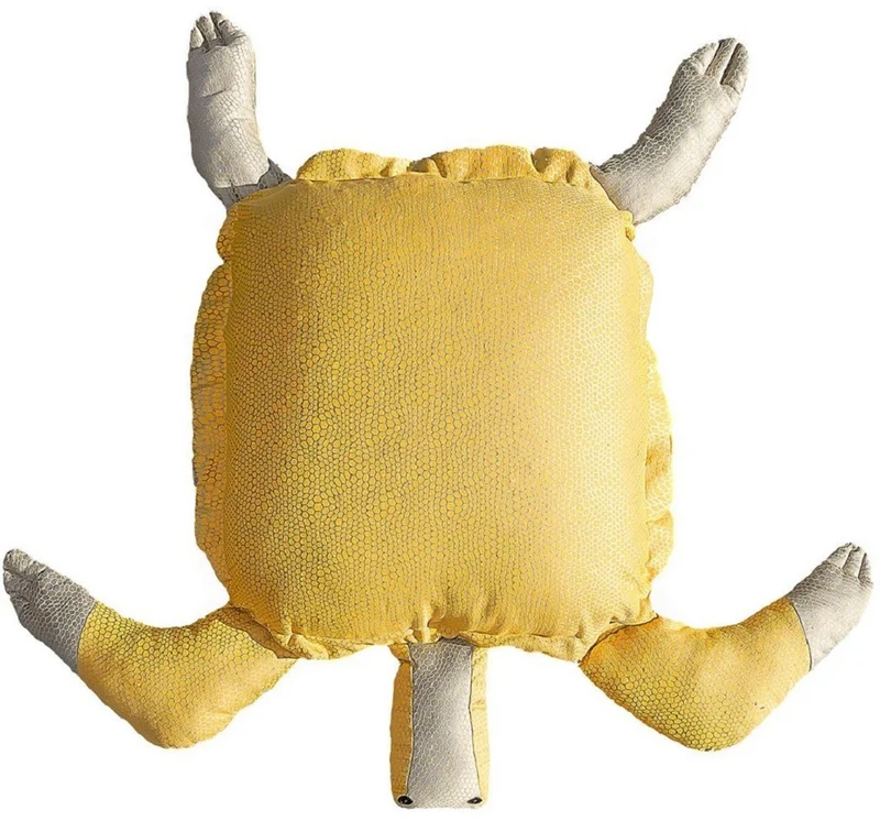 Casa Padrino Luxus Sitzsack Schildkröte Gelb / Grau 135 x 100 x H. 35 cm - Schwimmender Sitzsack - Handgefertigtes Sitzkissen - Garten Deko - Terrassen Deko - Pool Deko - Luxus Accessoires