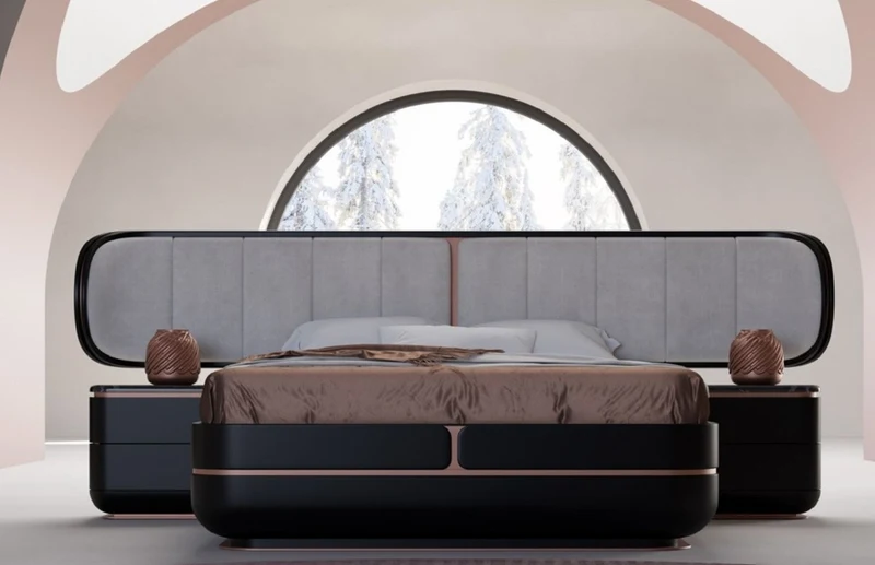 Casa Padrino Luxus Nachtkommode Schwarz / Kupfer 60 x 50 x H. 57 cm - Massivholz Nachttisch mit 2 Schubladen und Marmorplatte - Schlafzimmer Möbel - Hotel Möbel - Luxus Möbel