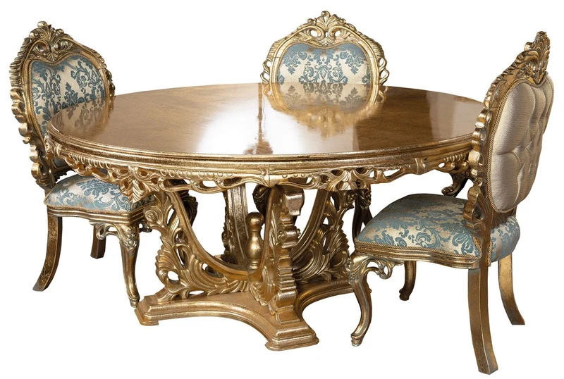 Casa Padrino Luxus Barock Esszimmer Stuhl 6er Set Türkis / Gold - Prunkvolle Barockstil Küchen Stühle - Luxus Esszimmer Möbel im Barockstil - Barock Esszimmer Möbel - Barockstil Möbel
