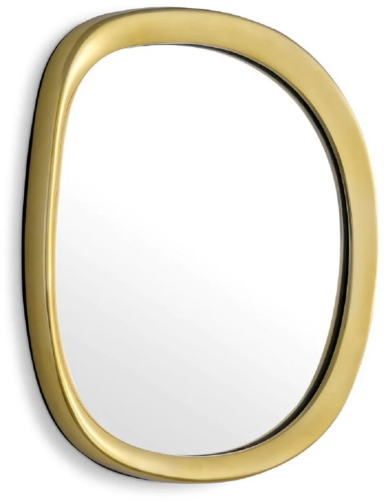 Casa Padrino Luxus Wandspiegel Gold 43,5 x 4 x H. 45 cm - Aluminium Wohnzimmer Spiegel - Schlafzimmer Spiegel - Garderoben Spiegel - Luxus Möbel - Luxus Interior